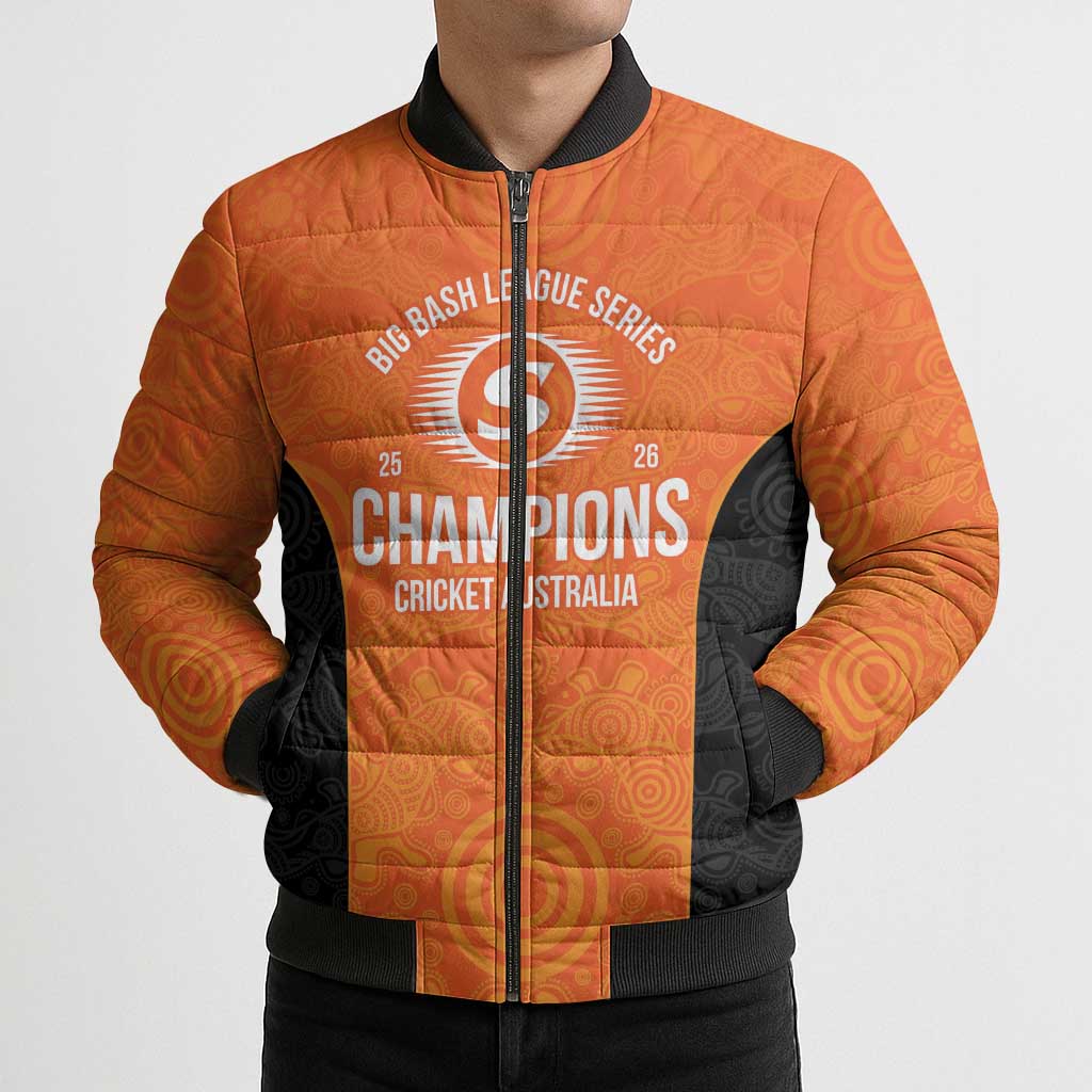 Cricket Australia Perth Champions 2026 Bomber Puffer Jacket Gold Aboriginal Dot Art