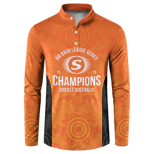 Cricket Australia Perth Champions 2026 Button Sweatshirt Gold Aboriginal Dot Art