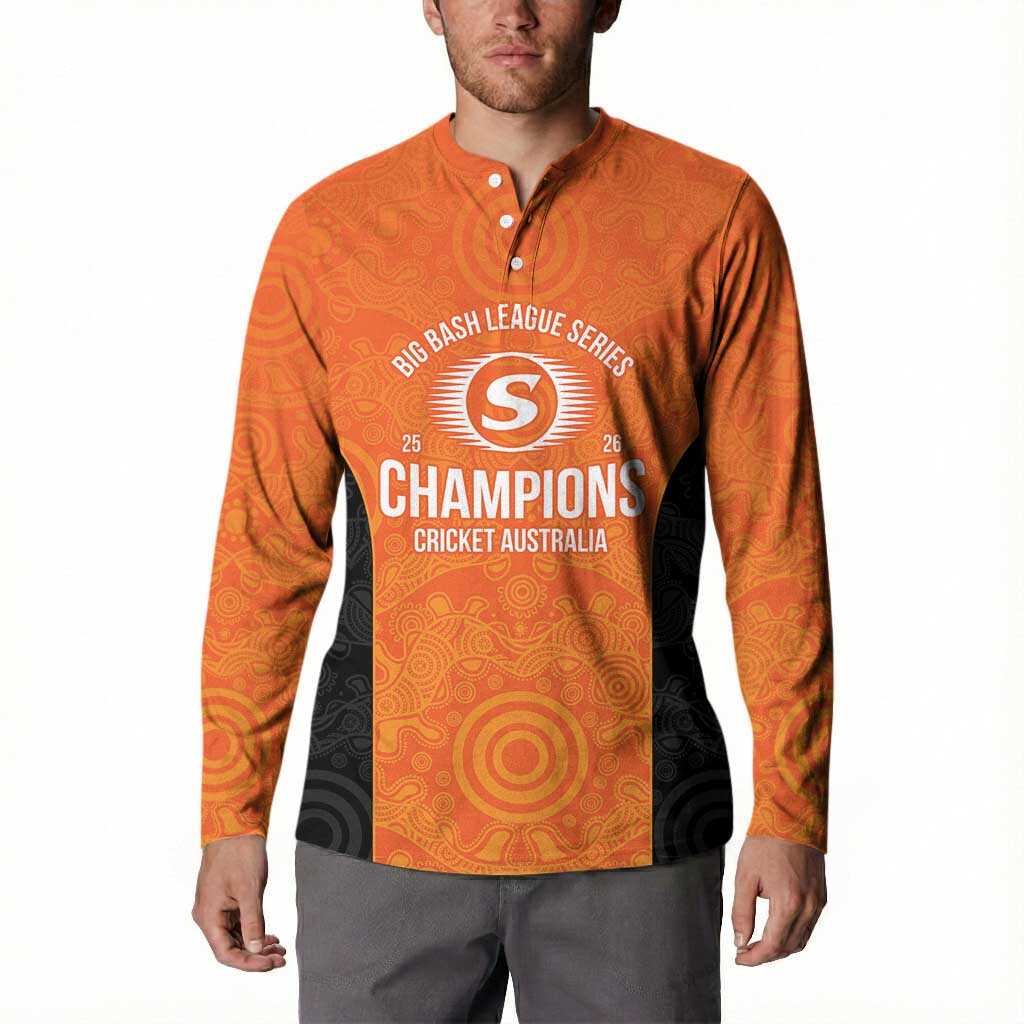 Cricket Australia Perth Champions 2026 Button Sweatshirt Gold Aboriginal Dot Art
