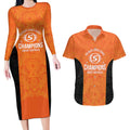 Cricket Australia Perth Champions 2026 Couples Matching Long Sleeve Bodycon Dress and Hawaiian Shirt Gold Aboriginal Dot Art