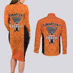 Cricket Australia Perth Champions 2026 Couples Matching Long Sleeve Bodycon Dress and Long Sleeve Button Shirt Gold Aboriginal Dot Art