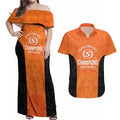 Cricket Australia Perth Champions 2026 Couples Matching Off Shoulder Maxi Dress and Hawaiian Shirt Gold Aboriginal Dot Art