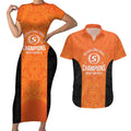 Cricket Australia Perth Champions 2026 Couples Matching Short Sleeve Bodycon Dress and Hawaiian Shirt Gold Aboriginal Dot Art