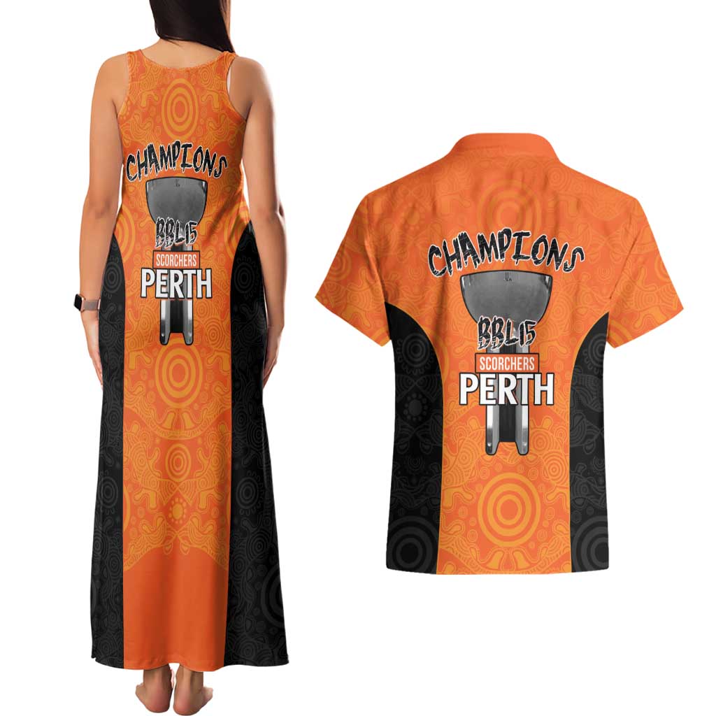 Cricket Australia Perth Champions 2026 Couples Matching Tank Maxi Dress and Hawaiian Shirt Gold Aboriginal Dot Art