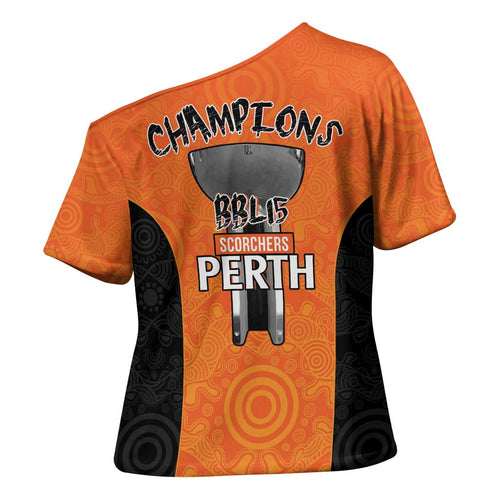 Cricket Australia Perth Champions 2026 Cross Shoulder Shirt Gold Aboriginal Dot Art