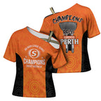 Cricket Australia Perth Champions 2026 Cross Shoulder Shirt Gold Aboriginal Dot Art