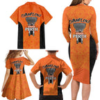Cricket Australia Perth Champions 2026 Family Matching Long Sleeve Bodycon Dress and Hawaiian Shirt Gold Aboriginal Dot Art