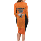 Cricket Australia Perth Champions 2026 Family Matching Long Sleeve Bodycon Dress and Hawaiian Shirt Gold Aboriginal Dot Art