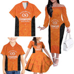 Cricket Australia Perth Champions 2026 Family Matching Off The Shoulder Long Sleeve Dress and Hawaiian Shirt Gold Aboriginal Dot Art