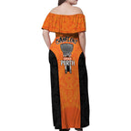 Cricket Australia Perth Champions 2026 Family Matching Off Shoulder Maxi Dress and Hawaiian Shirt Gold Aboriginal Dot Art