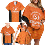 Cricket Australia Perth Champions 2026 Family Matching Off Shoulder Short Dress and Hawaiian Shirt Gold Aboriginal Dot Art