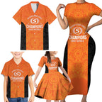 Cricket Australia Perth Champions 2026 Family Matching Short Sleeve Bodycon Dress and Hawaiian Shirt Gold Aboriginal Dot Art