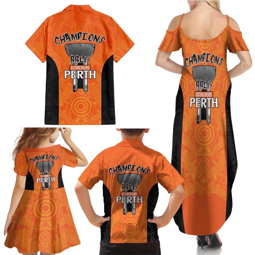Cricket Australia Perth Champions 2026 Family Matching Summer Maxi Dress and Hawaiian Shirt Gold Aboriginal Dot Art