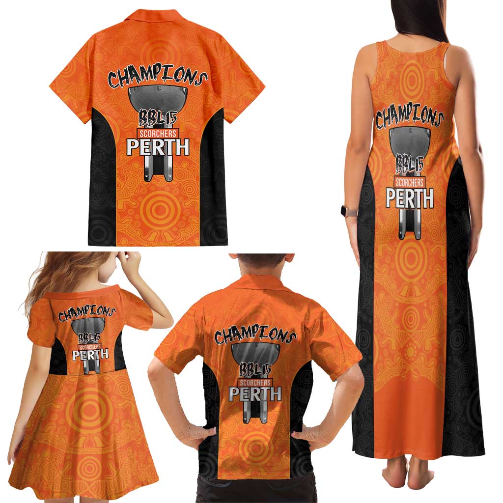 Cricket Australia Perth Champions 2026 Family Matching Tank Maxi Dress and Hawaiian Shirt Gold Aboriginal Dot Art