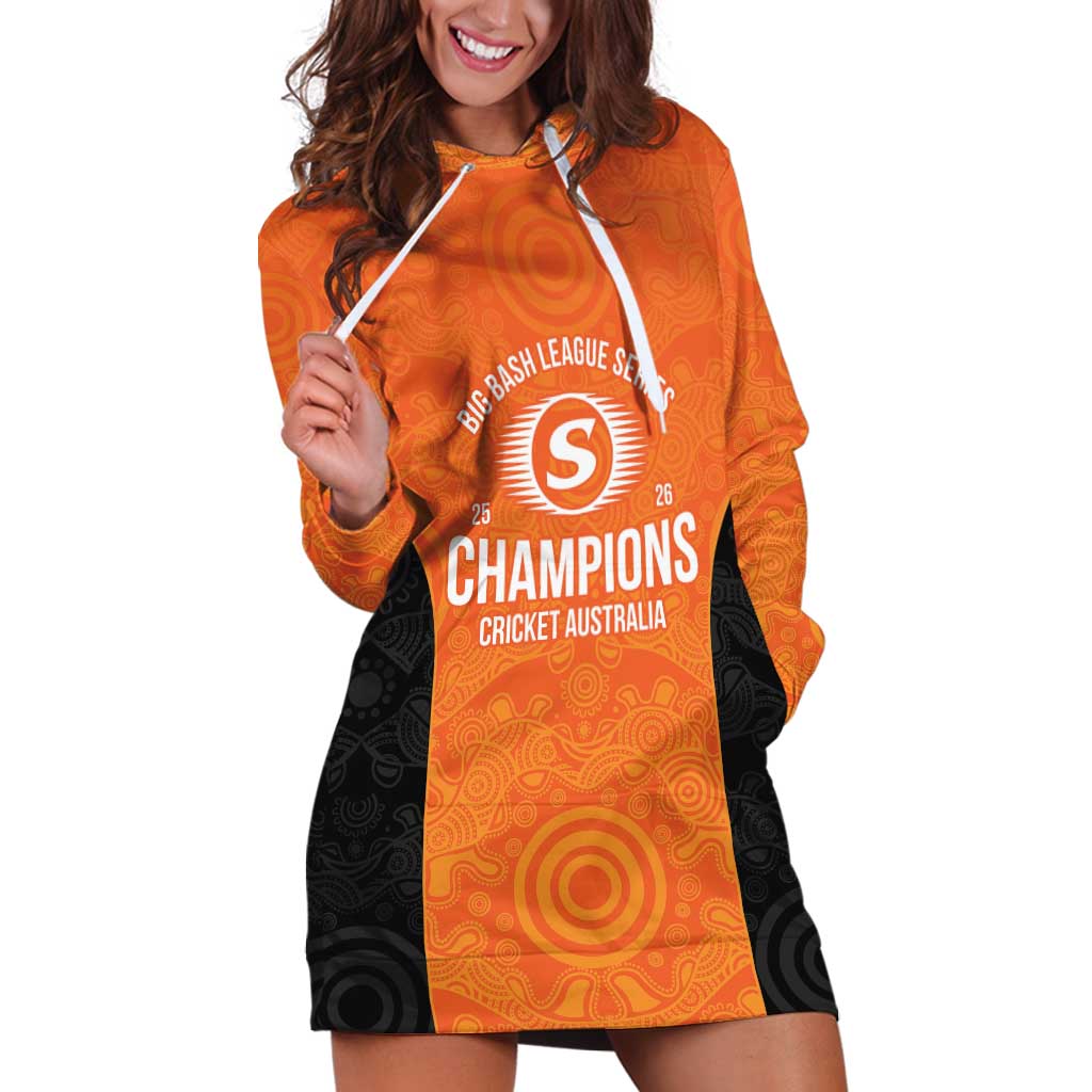 Cricket Australia Perth Champions 2026 Hoodie Dress Gold Aboriginal Dot Art