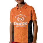 Cricket Australia Perth Champions 2026 Kid Polo Shirt Gold Aboriginal Dot Art