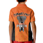 Cricket Australia Perth Champions 2026 Kid Polo Shirt Gold Aboriginal Dot Art