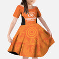 Cricket Australia Perth Champions 2026 Kid Short Sleeve Dress Gold Aboriginal Dot Art