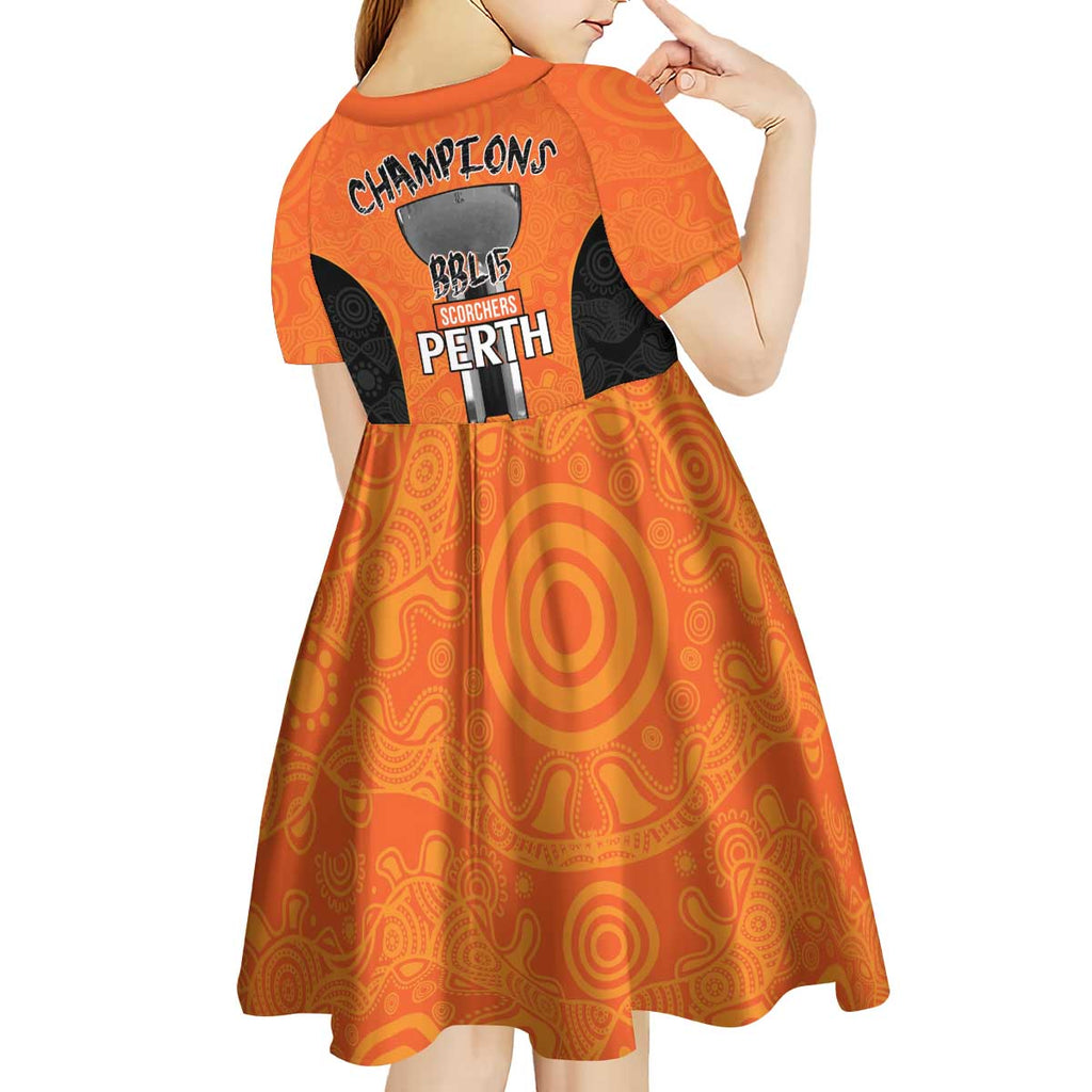 Cricket Australia Perth Champions 2026 Kid Short Sleeve Dress Gold Aboriginal Dot Art