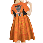 Cricket Australia Perth Champions 2026 Kid Short Sleeve Dress Gold Aboriginal Dot Art