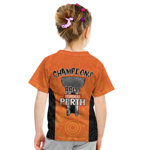 Cricket Australia Perth Champions 2026 Kid T Shirt Gold Aboriginal Dot Art