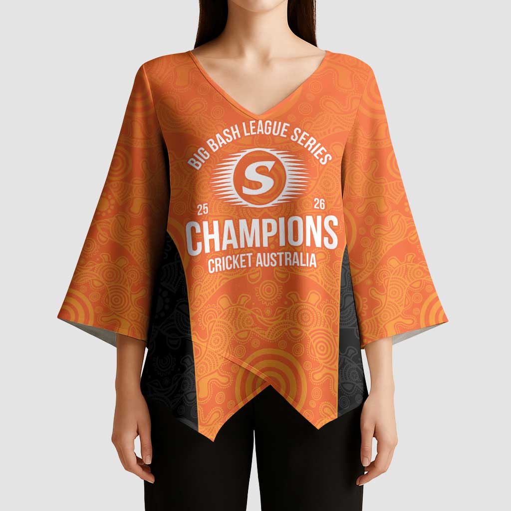 Cricket Australia Perth Champions 2026 Kimono Sleeve Blouse Gold Aboriginal Dot Art