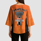 Cricket Australia Perth Champions 2026 Kimono Sleeve Blouse Gold Aboriginal Dot Art