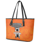 Cricket Australia Perth Champions 2026 Leather Tote Bag Gold Aboriginal Dot Art