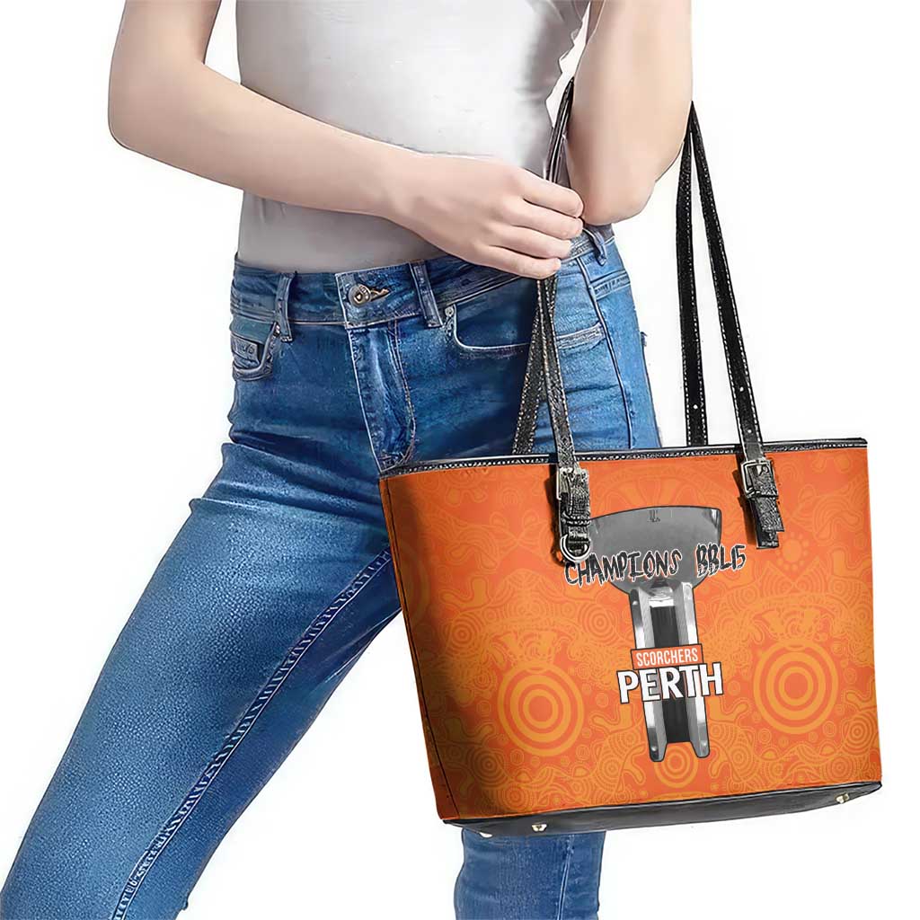 Cricket Australia Perth Champions 2026 Leather Tote Bag Gold Aboriginal Dot Art