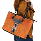 Cricket Australia Perth Champions 2026 Leather Tote Bag Gold Aboriginal Dot Art
