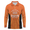 Cricket Australia Perth Champions 2026 Long Sleeve Polo Shirt Gold Aboriginal Dot Art