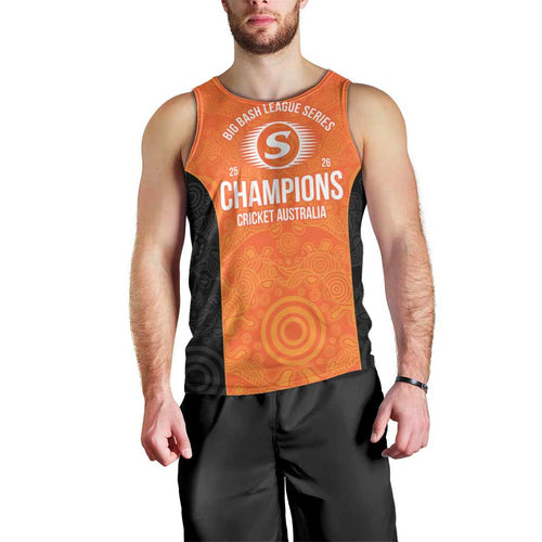Cricket Australia Perth Champions 2026 Men Tank Top Gold Aboriginal Dot Art