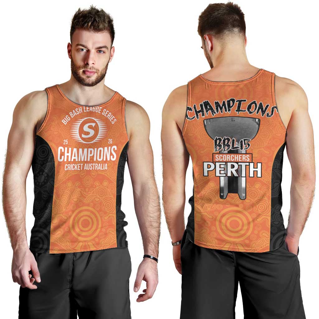 Cricket Australia Perth Champions 2026 Men Tank Top Gold Aboriginal Dot Art