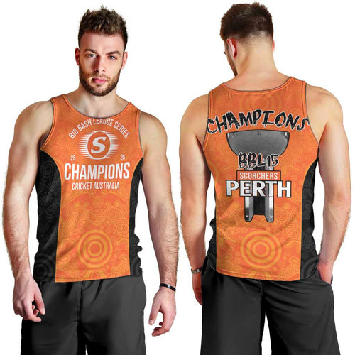 Cricket Australia Perth Champions 2026 Men Tank Top Gold Aboriginal Dot Art