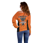 Cricket Australia Perth Champions 2026 Off Shoulder Sweater Gold Aboriginal Dot Art