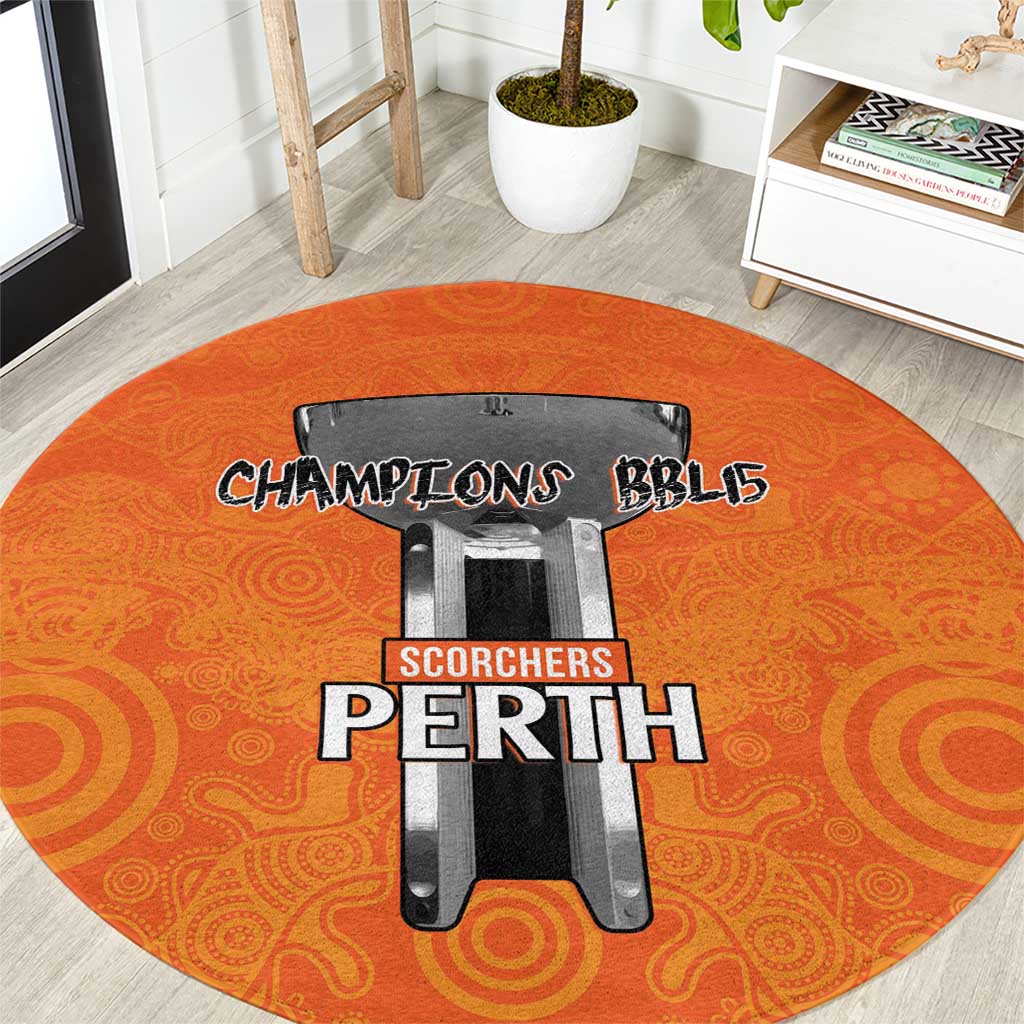 Cricket Australia Perth Champions 2026 Round Carpet Gold Aboriginal Dot Art