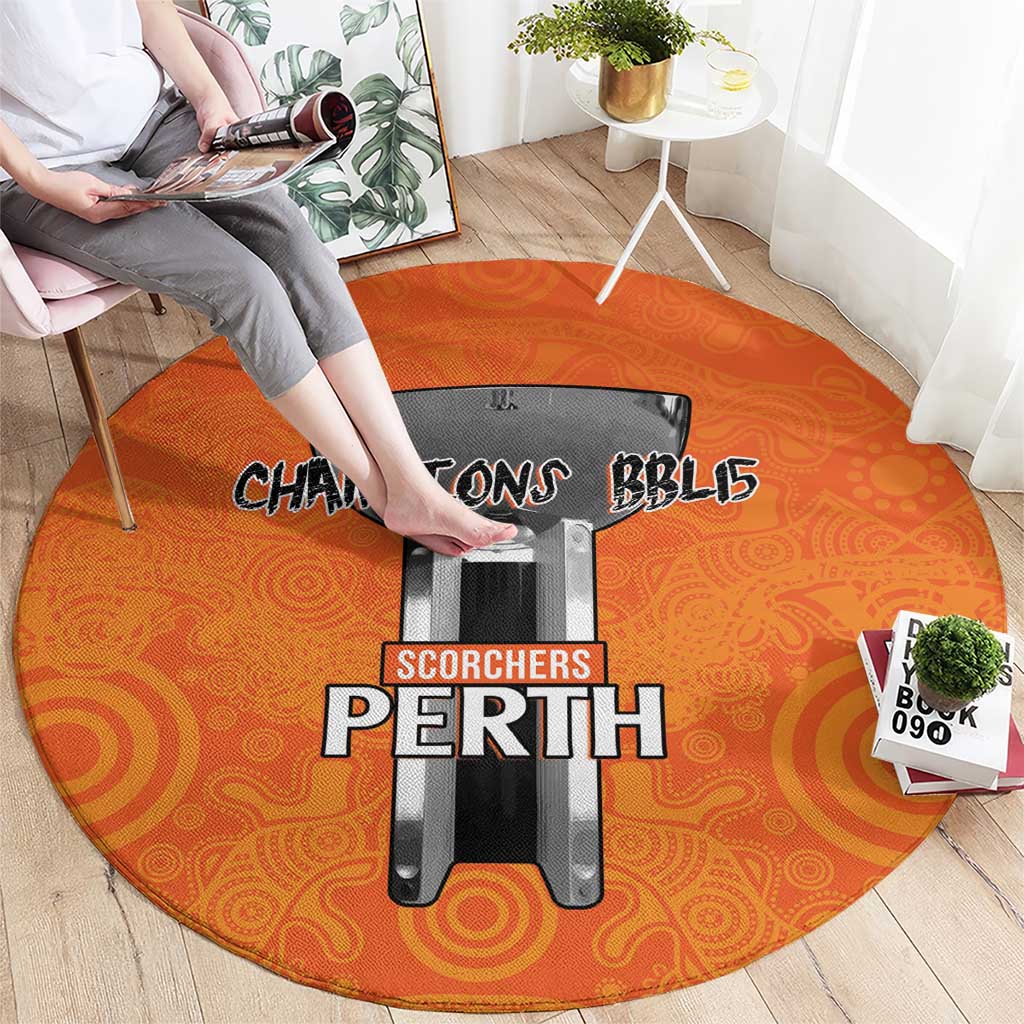 Cricket Australia Perth Champions 2026 Round Carpet Gold Aboriginal Dot Art