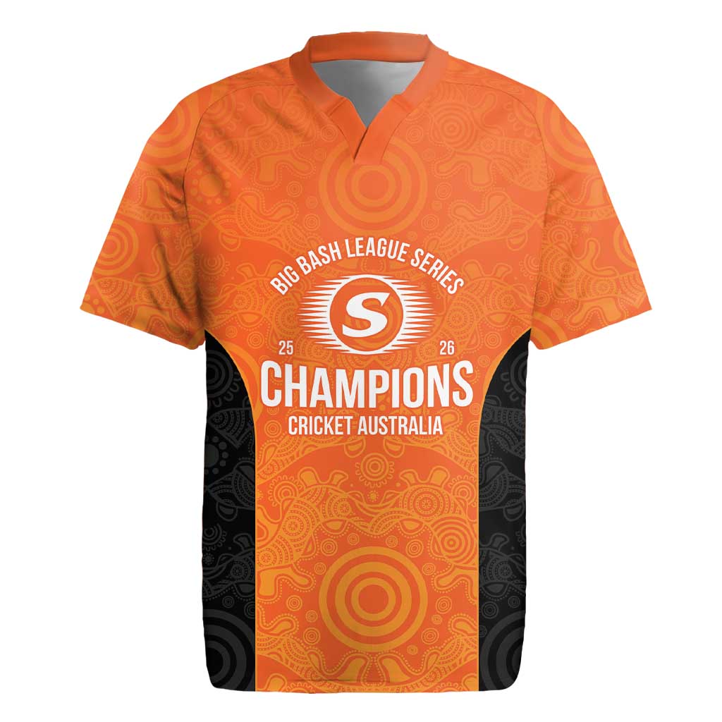 Cricket Australia Perth Champions 2026 Rugby Jersey Gold Aboriginal Dot Art