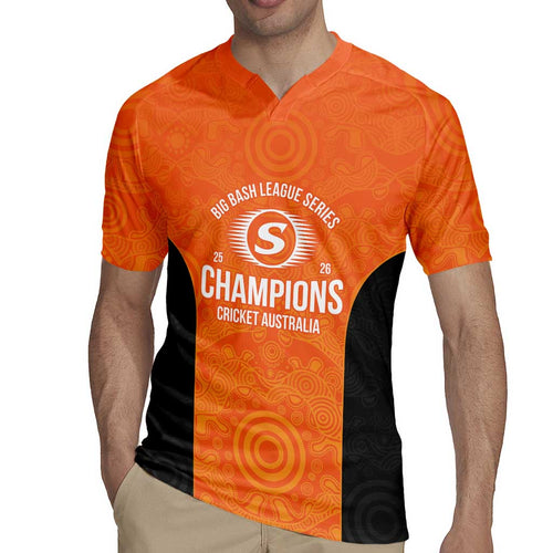 Cricket Australia Perth Champions 2026 Rugby Jersey Gold Aboriginal Dot Art