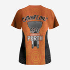 Cricket Australia Perth Champions 2026 Scrub Top Gold Aboriginal Dot Art