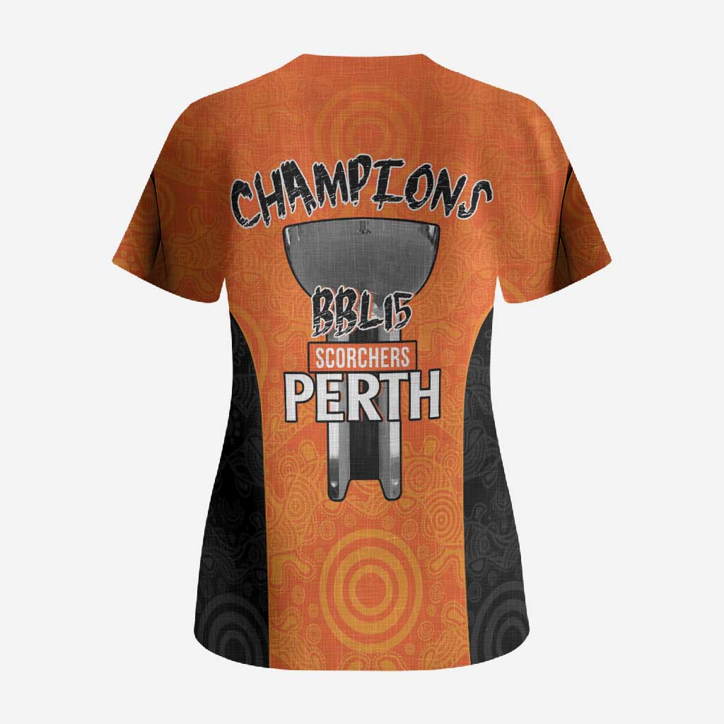 Cricket Australia Perth Champions 2026 Scrub Top Gold Aboriginal Dot Art