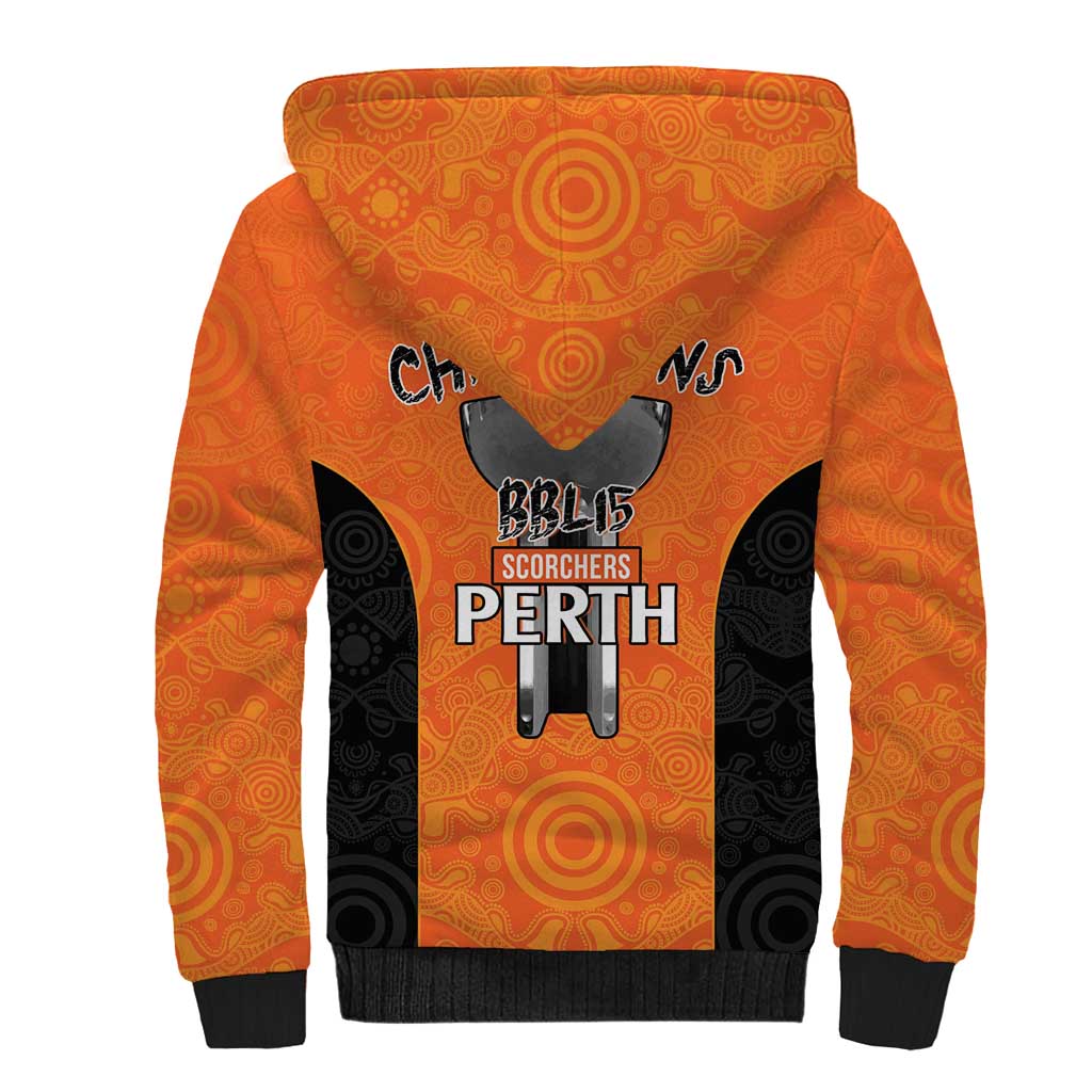 Cricket Australia Perth Champions 2026 Sherpa Hoodie Gold Aboriginal Dot Art