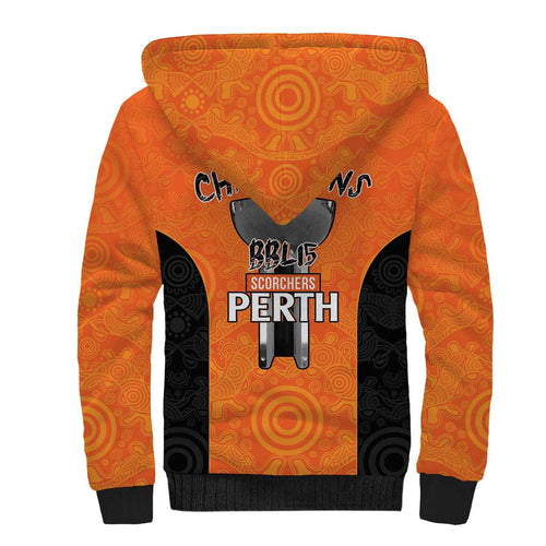 Cricket Australia Perth Champions 2026 Sherpa Hoodie Gold Aboriginal Dot Art