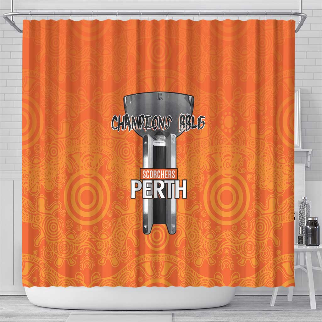 Cricket Australia Perth Champions 2026 Shower Curtain Gold Aboriginal Dot Art