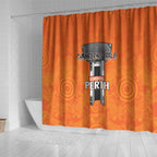 Cricket Australia Perth Champions 2026 Shower Curtain Gold Aboriginal Dot Art