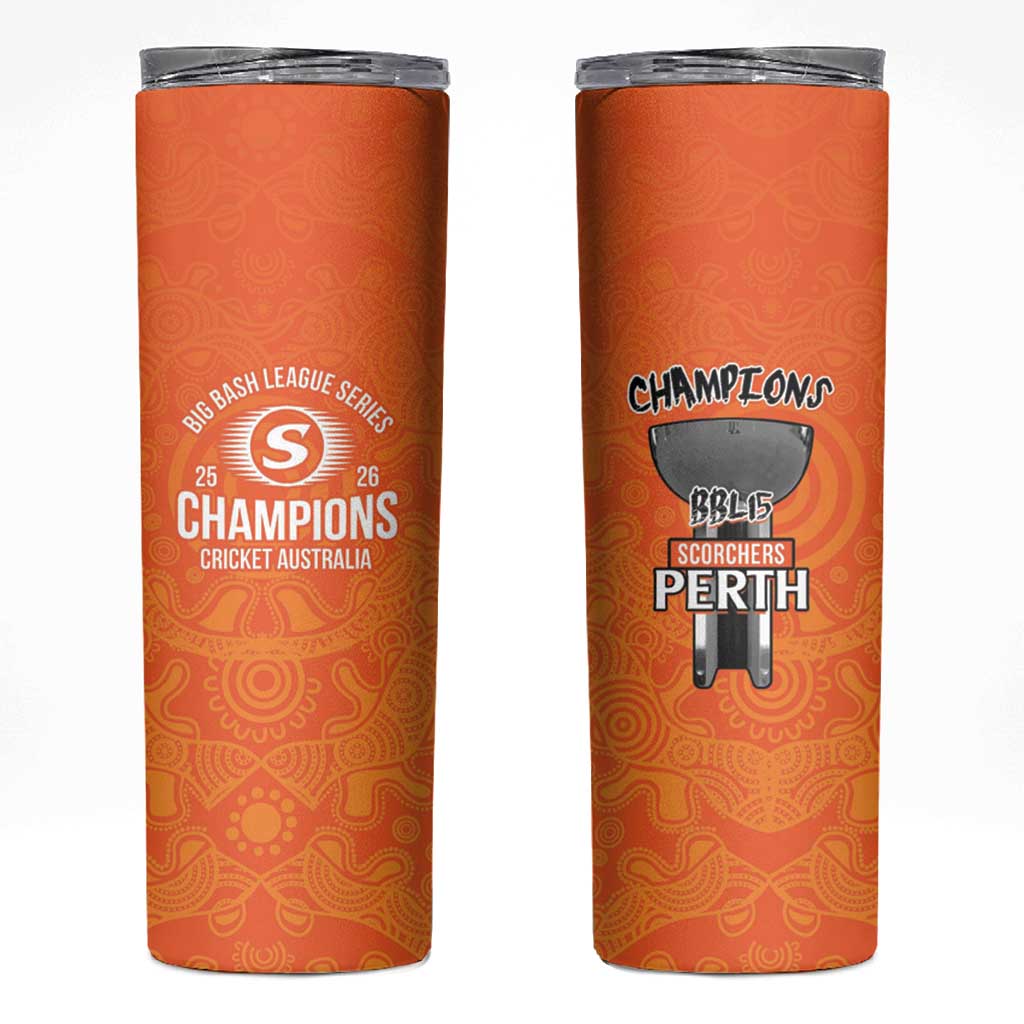 Cricket Australia Perth Champions 2026 Skinny Tumbler Gold Aboriginal Dot Art