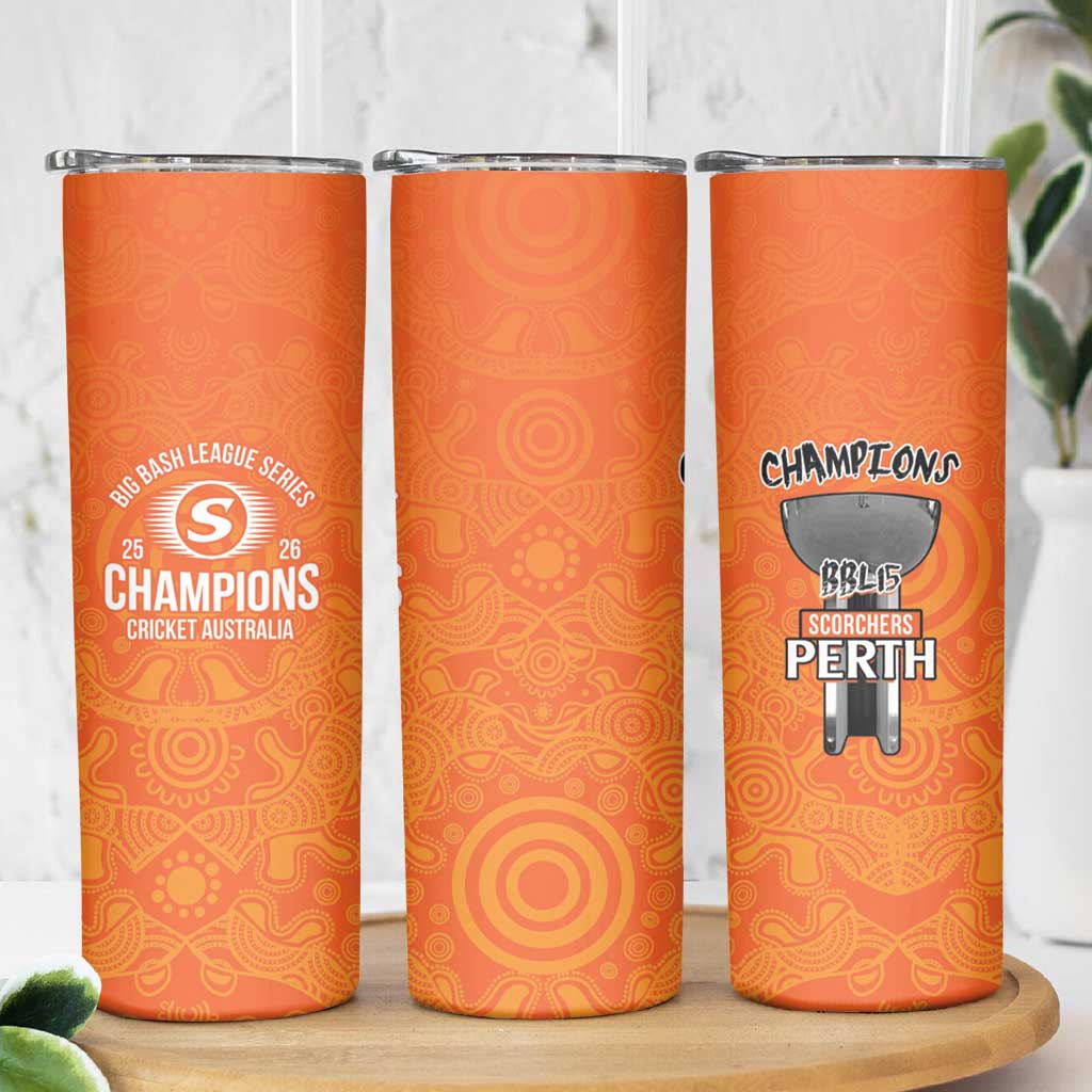 Cricket Australia Perth Champions 2026 Skinny Tumbler Gold Aboriginal Dot Art
