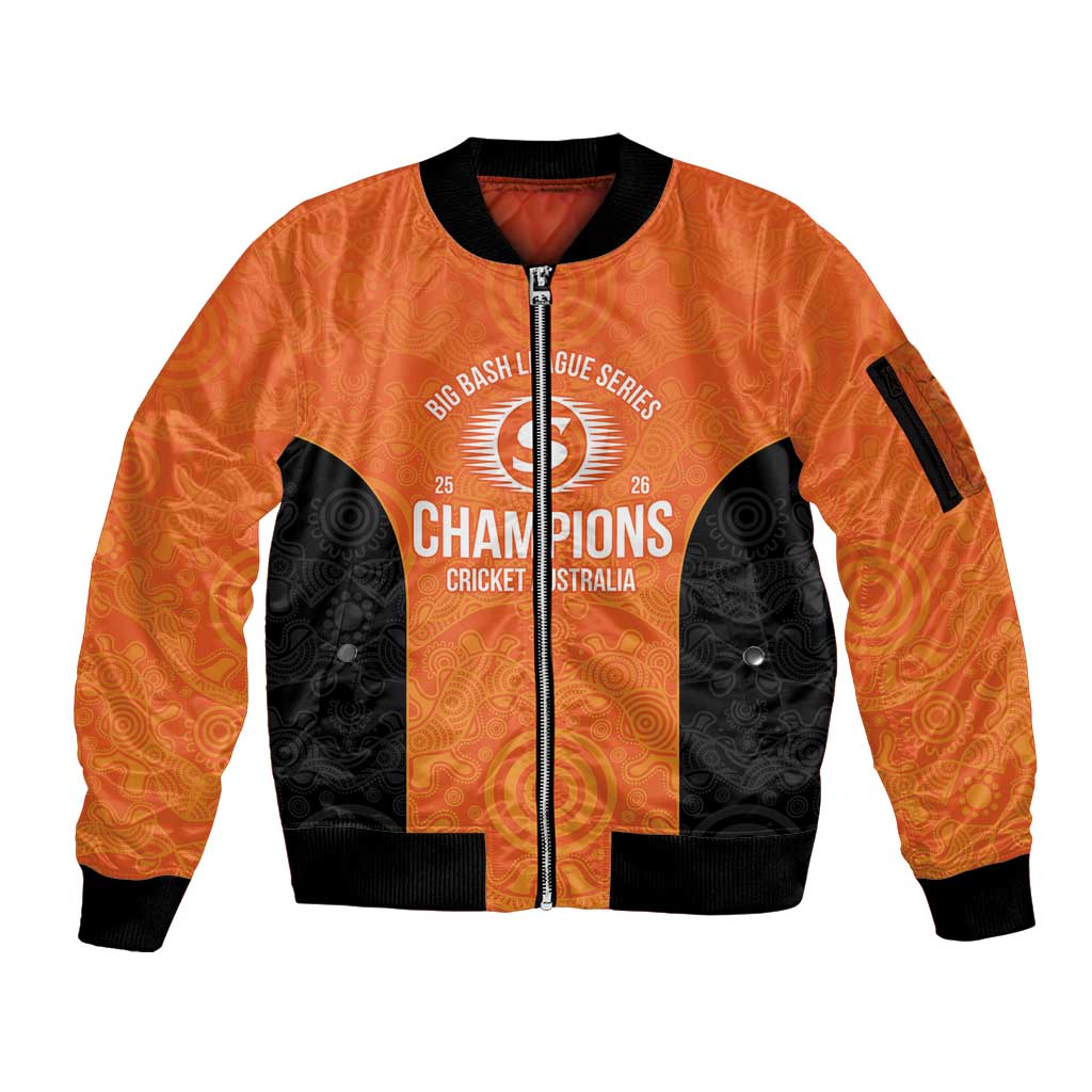 Cricket Australia Perth Champions 2026 Sleeve Zip Bomber Jacket Gold Aboriginal Dot Art