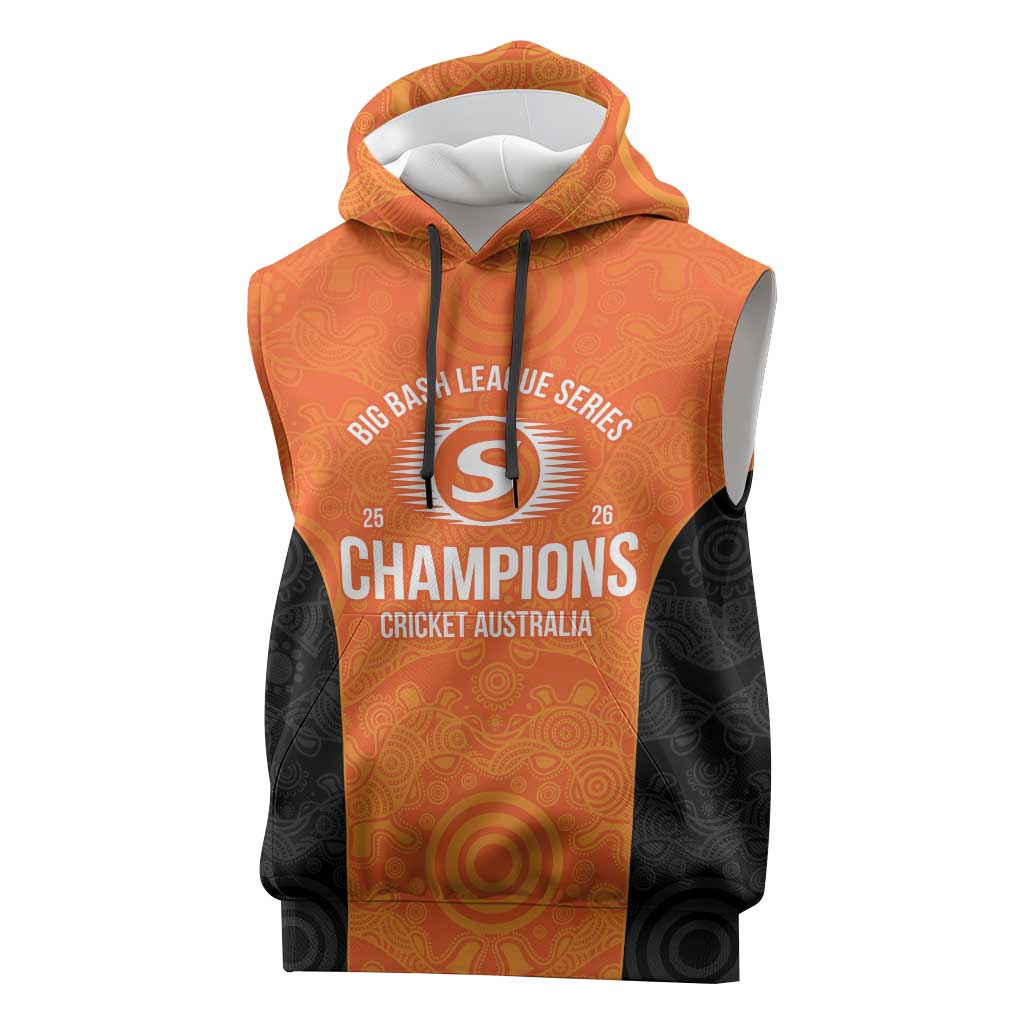 Cricket Australia Perth Champions 2026 Sleeveless Hoodie Gold Aboriginal Dot Art