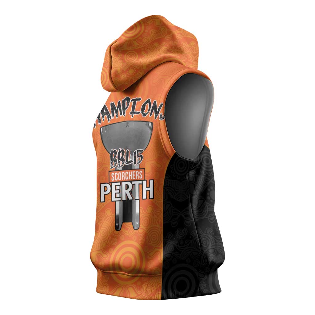 Cricket Australia Perth Champions 2026 Sleeveless Hoodie Gold Aboriginal Dot Art